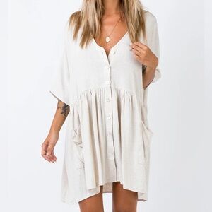 PRINCESS POLLY | The Sandy Mini Dress Natural Lower Impact - S/M